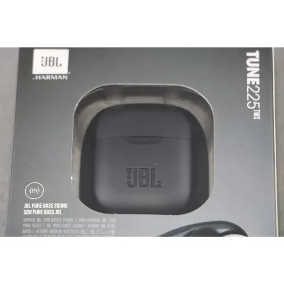 JBL Tune 225TWS True Wireless Earbuds Black Bluetooth Pure Bass Zero Cables New